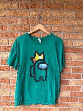 Among Us Green Crown Crewmate‎ Graphic Tee Bella Canvas Gamer Mens XL